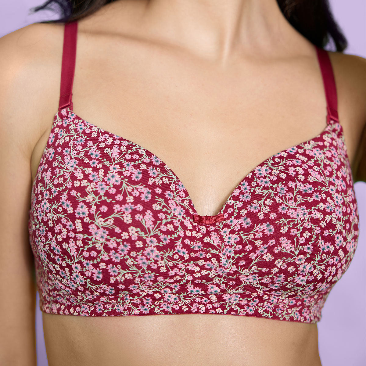 Everyday Delicate Floral Bra NYB274-Maroon