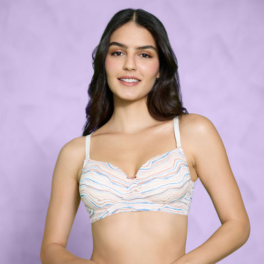 Buy NYKD Encircled with Love Everyday Cotton Bra for Women Non Padded,  Wirefree, Full Coverage - Side Support Shaper - Bra, NYB169, P Nude, 32B,  1N at