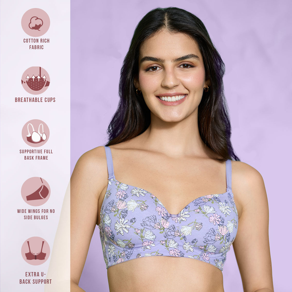 Nykd by Nykaa Everyday Delicate Floral Bra Blue NYB274