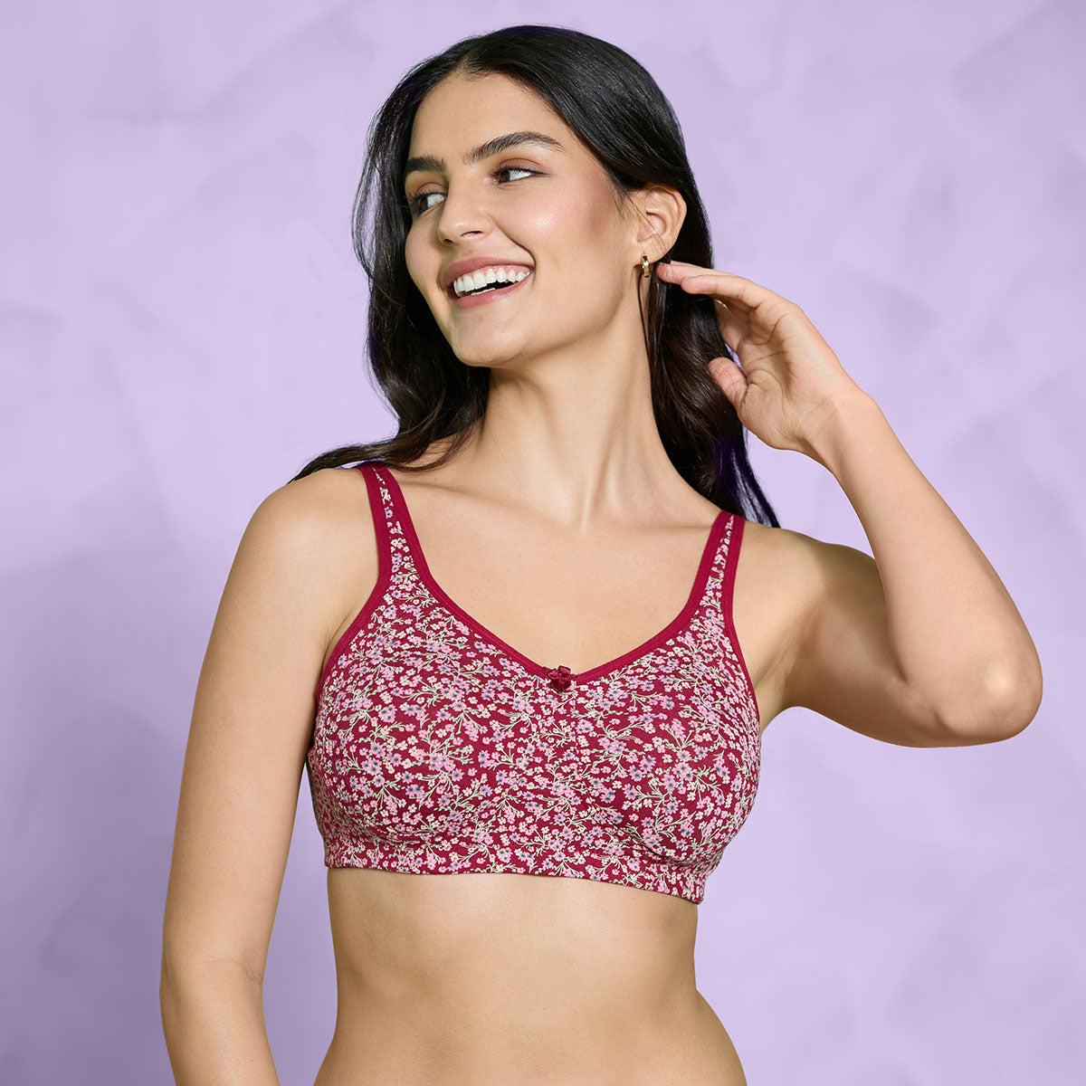 Nykd By Nykaa Everyday Delicate Floral Bra Maroon NYB275
