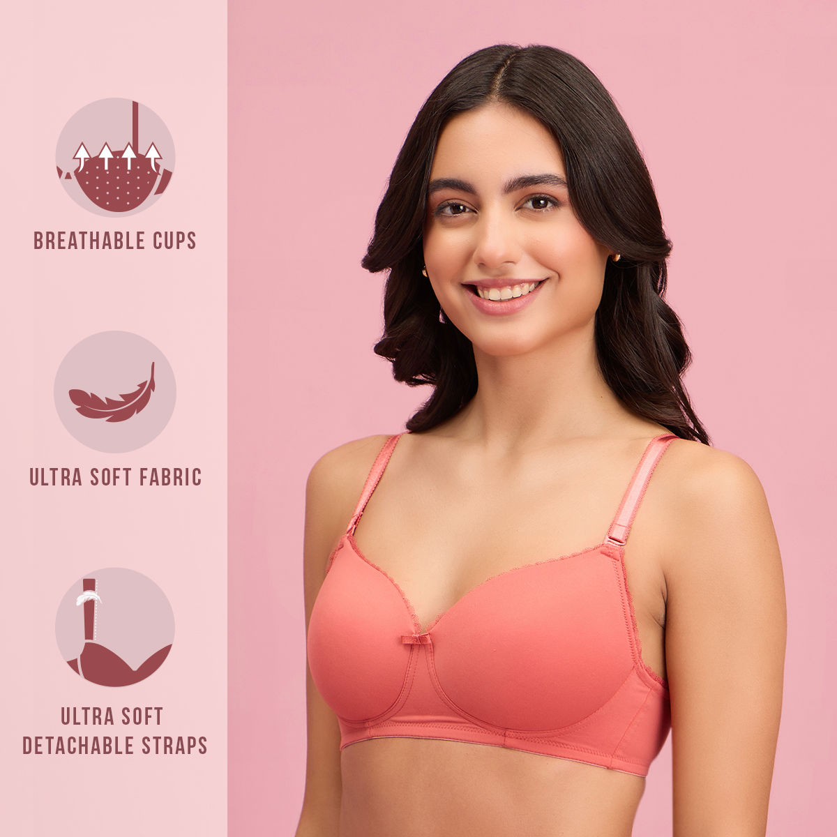 The Sweetheart Neckline Wireless Bra-NYB290-CARROT