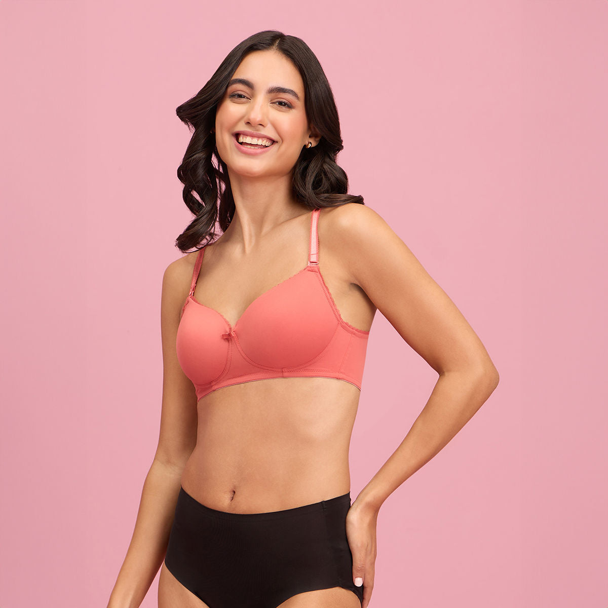 The Sweetheart Neckline Wireless Bra-NYB290-CARROT