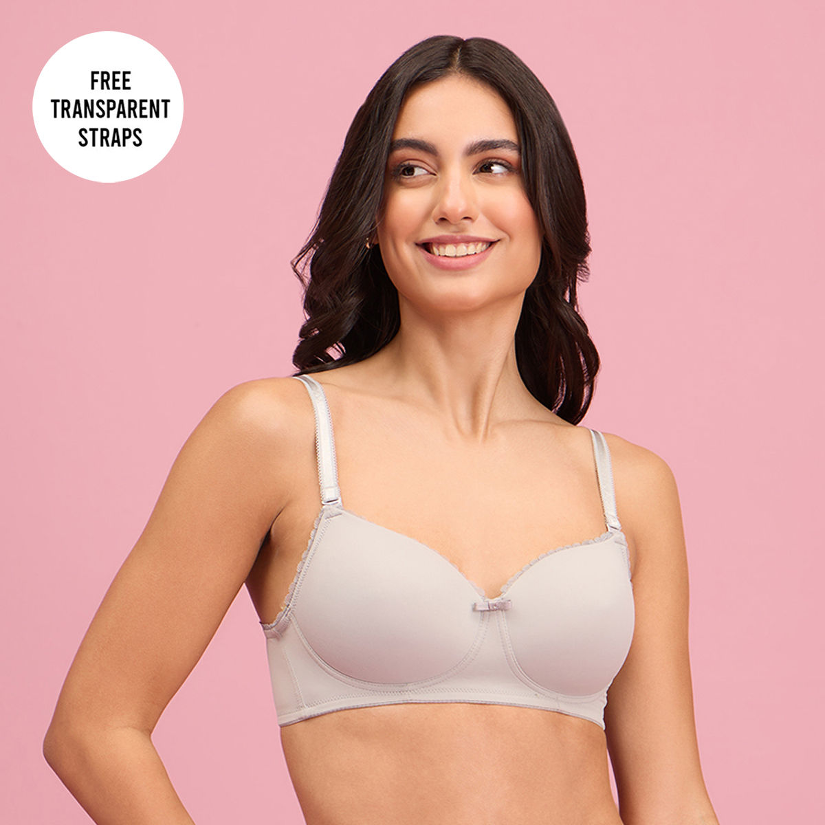 The Sweetheart Neckline Wireless Bra-NYB290-GREY