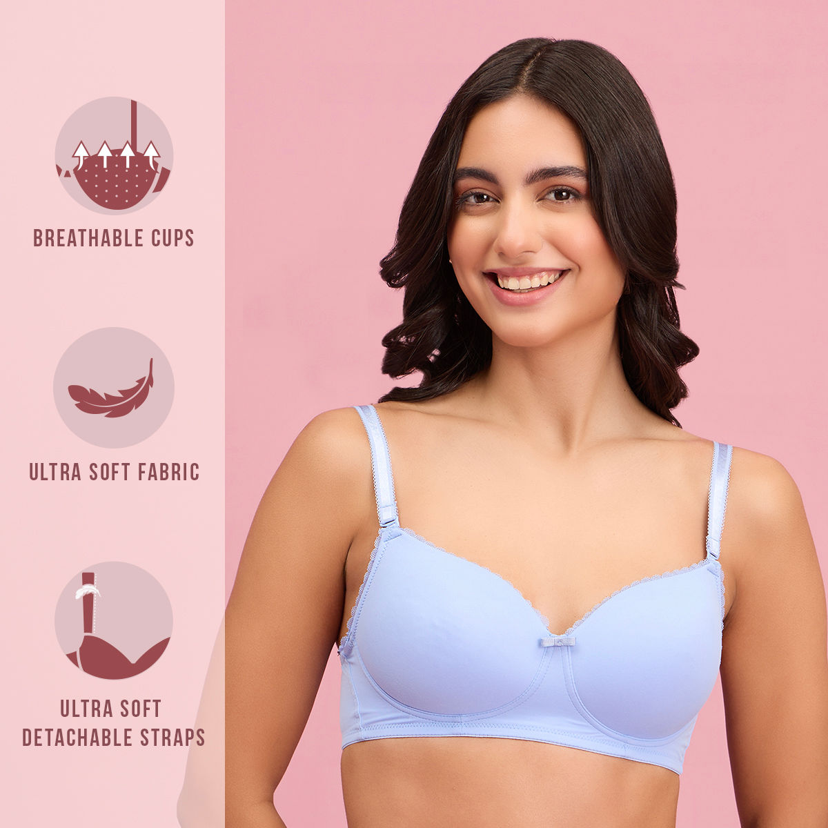 The Sweetheart Neckline Wireless Bra-NYB290-LIGHT BLUE