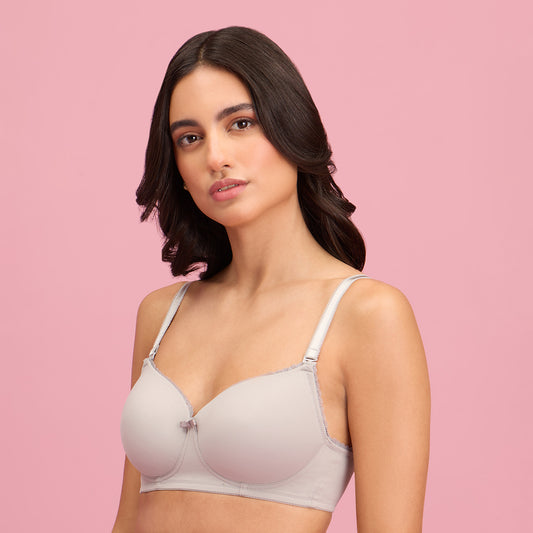 The Sweetheart Neckline Wireless Bra-NYB290-GREY