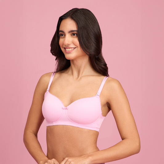 The Sweetheart Neckline Wireless Bra-NYB290-PINK