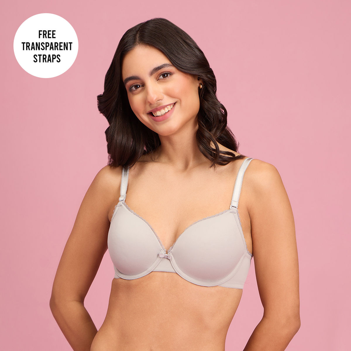 The Sweetheart Neckline Wired Bra-NYB291-GREY