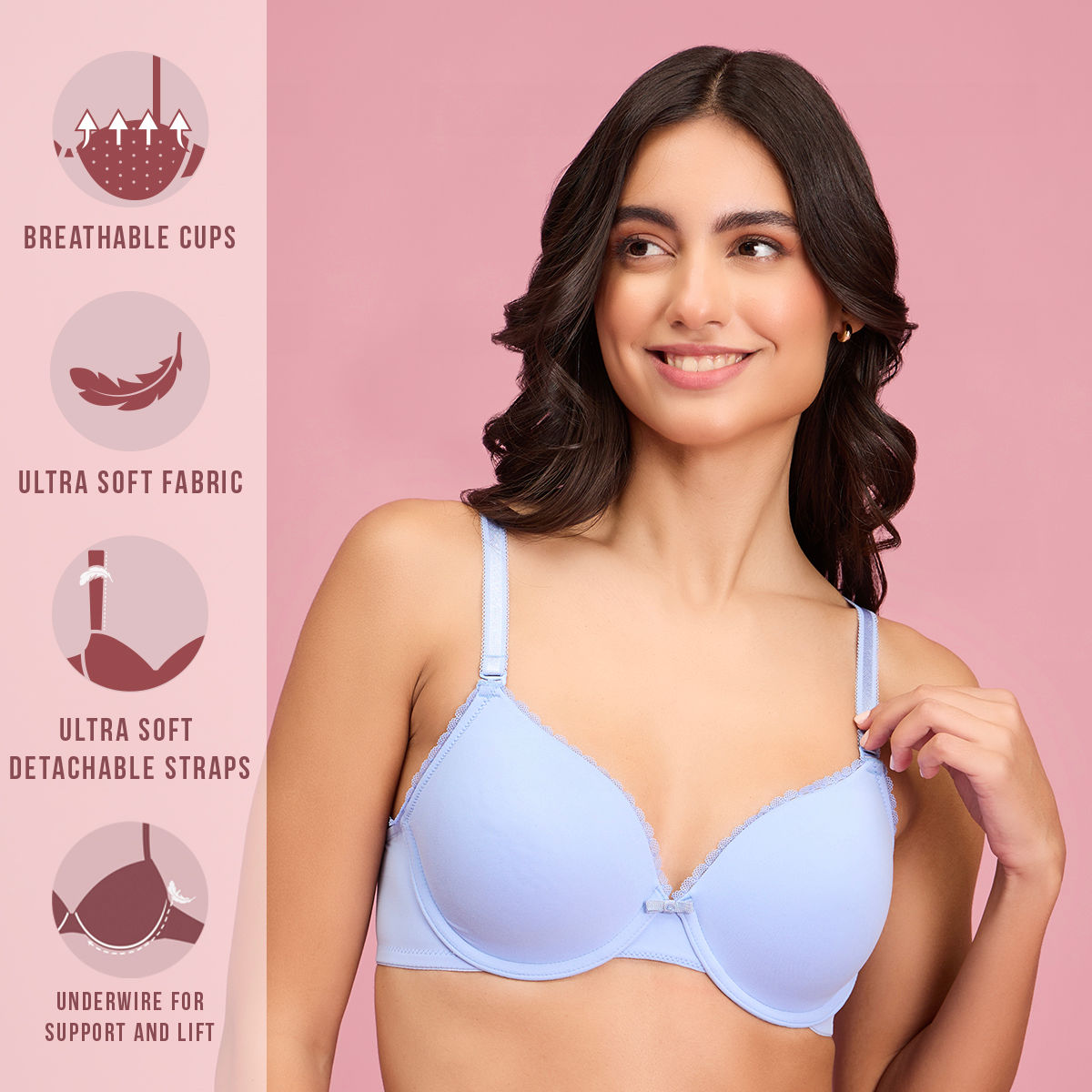 The Sweetheart Neckline Wired Bra-NYB291-NYB291-LIGHT BLUE