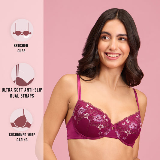 Buy Nykd by Nykaa Breathe Cotton Padded Wired Push Up level-2 Bra Demi  Coverage - Black NYB005 online