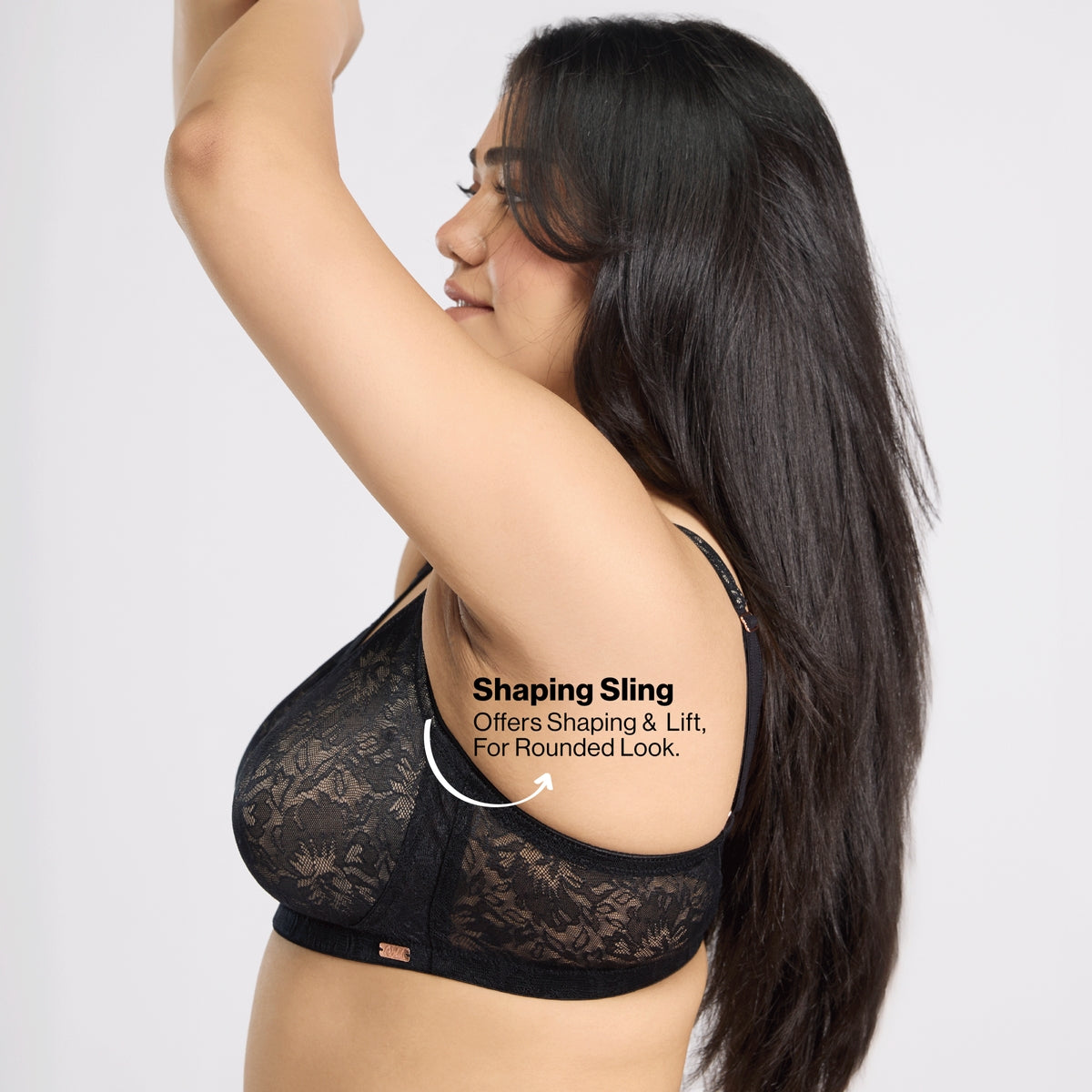 Nykd by Nykaa Shape & Sculpt Lace Super Support Non Padded Non Wired Bra-Black NYB341