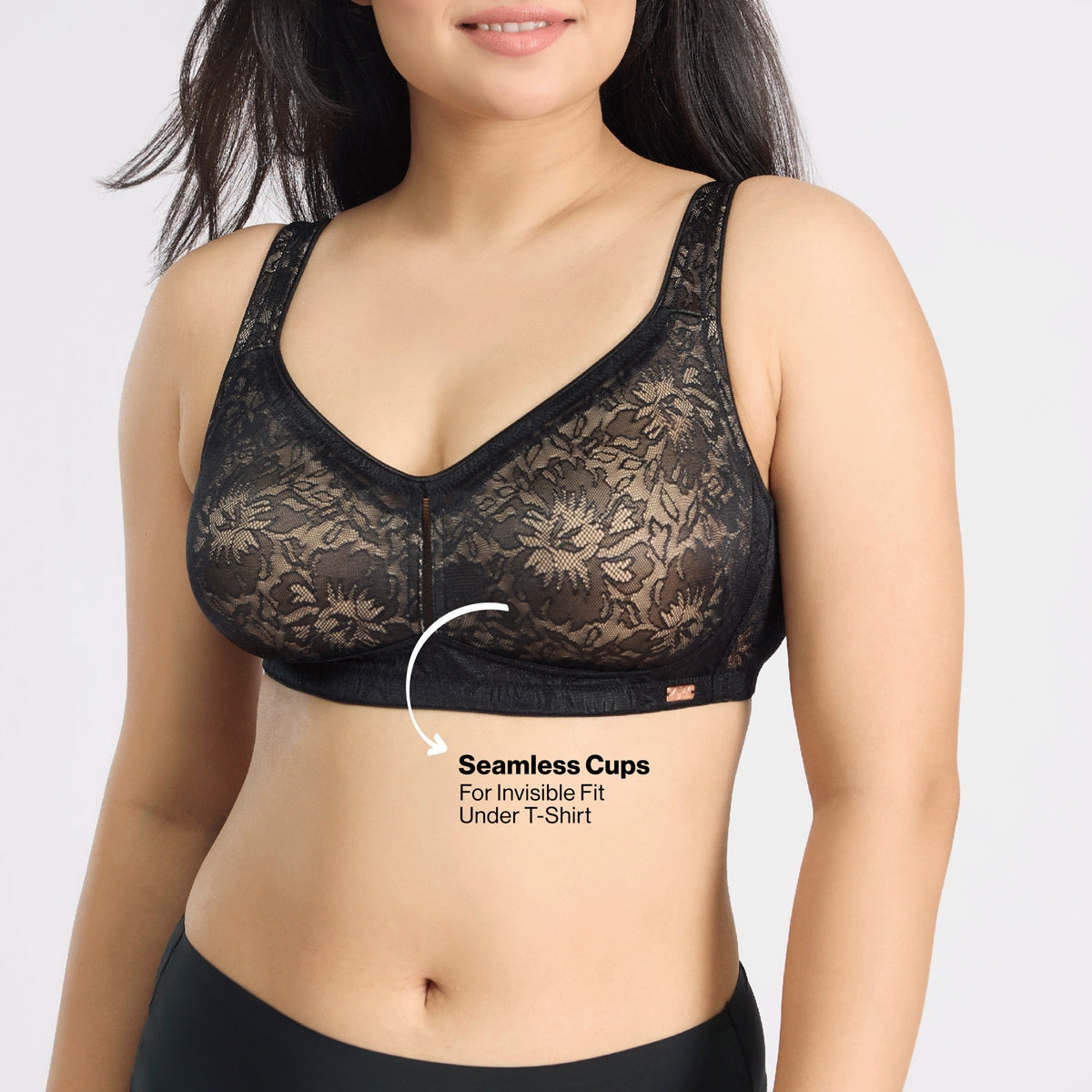 Nykd by Nykaa Shape & Sculpt Lace Super Support Non Padded Non Wired Bra-Black NYB341