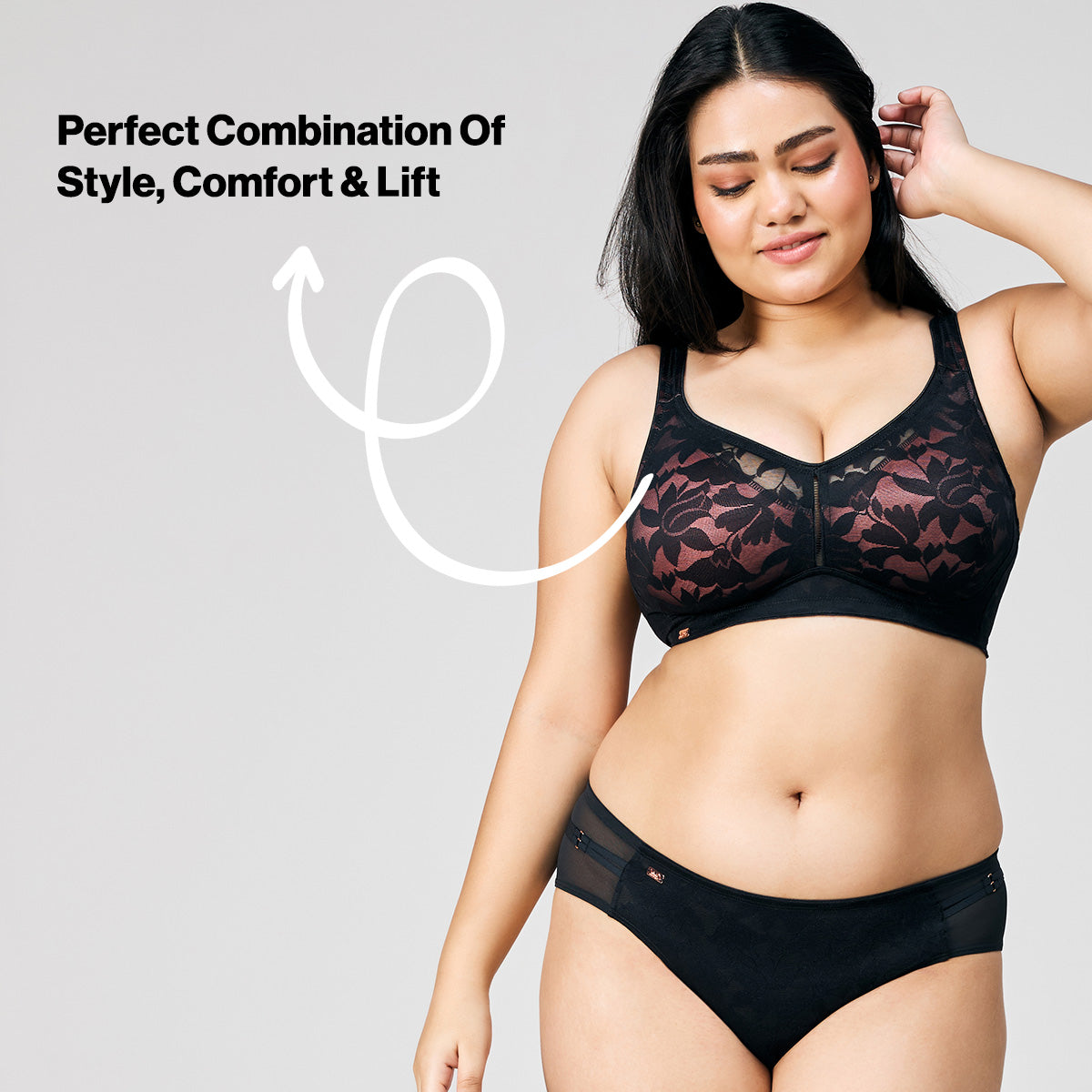 Nykd by Nykaa Shape & Sculpt TRUE Support Non Padded Non Wired Lace Bra NYB341 Black