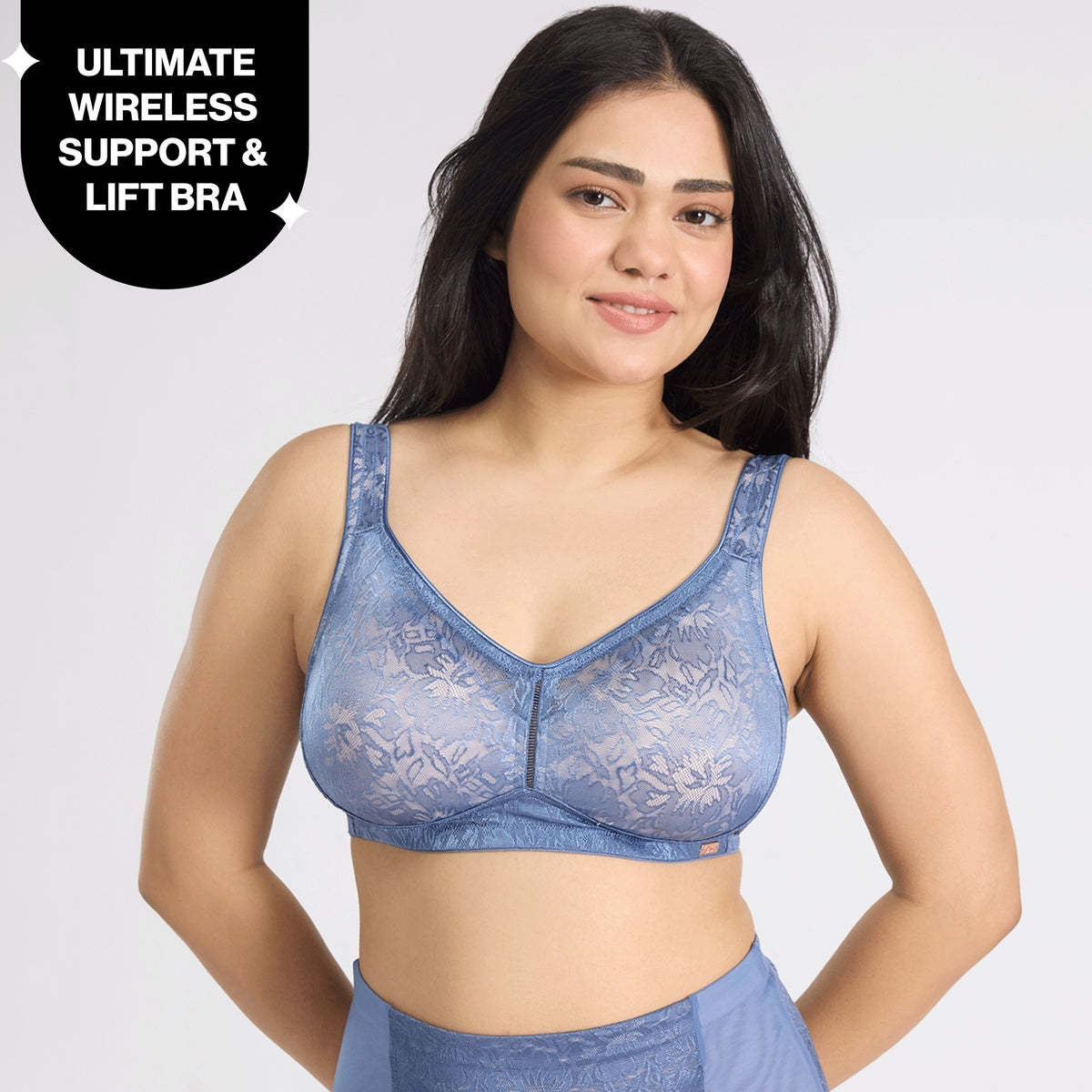 Nykd by Nykaa Shape & Sculpt Lace Super Support Non Padded Non Wired Bra-B Blue NYB341