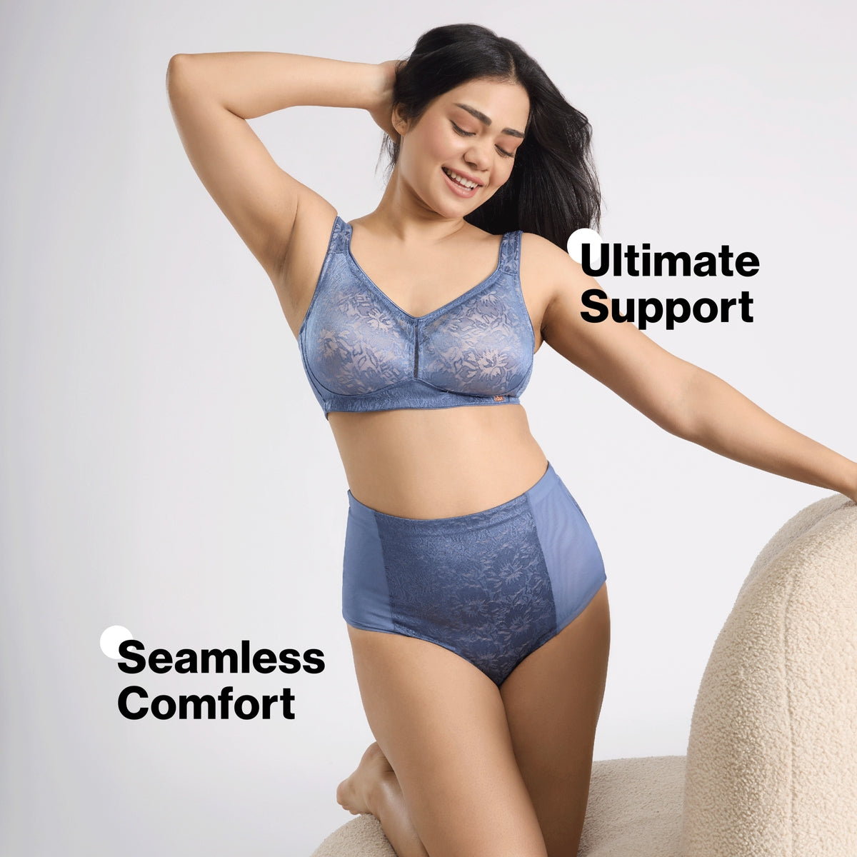 Nykd by Nykaa Shape & Sculpt Lace Super Support Non Padded Non Wired Bra-B Blue NYB341
