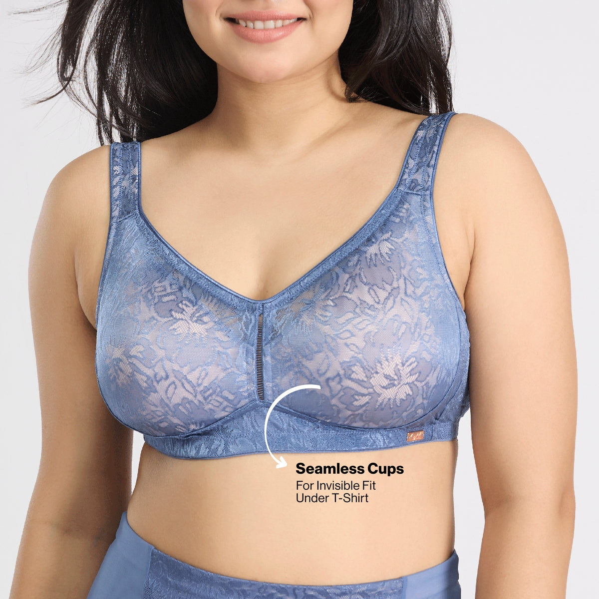 Nykd by Nykaa Shape & Sculpt Lace Super Support Non Padded Non Wired Bra-B Blue NYB341