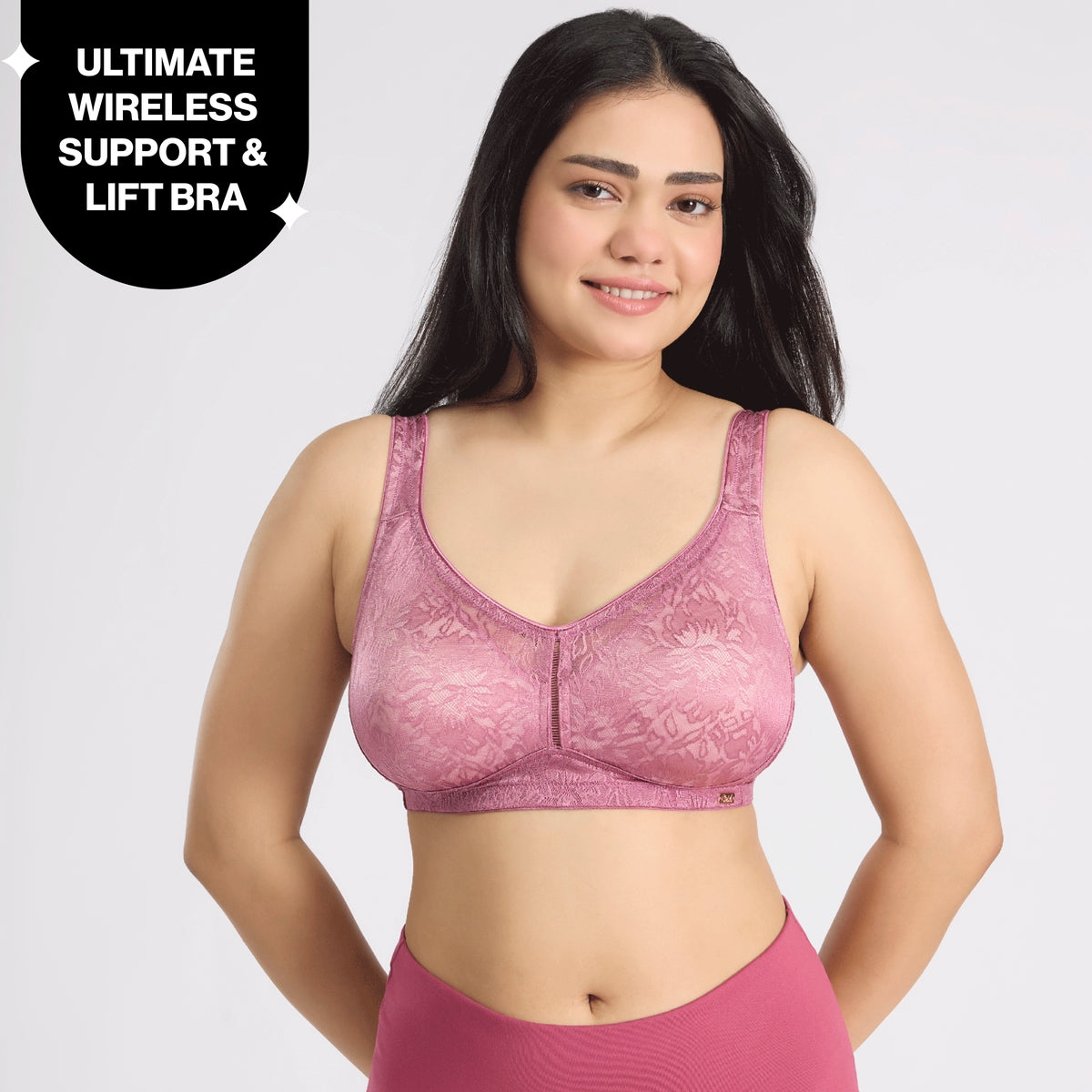 Nykd by Nykaa Shape & Sculpt Lace Super Support Non Padded Non Wired Bra-Nectar NYB341