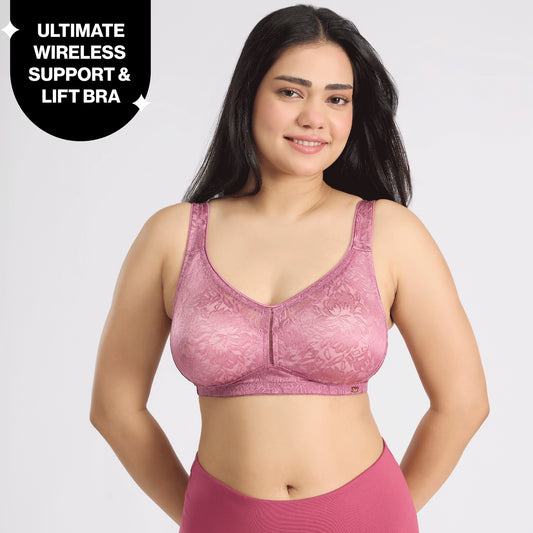 Nykd by Nykaa Shape & Sculpt Lace Super Support Non Padded Non Wired Bra-Nectar NYB341