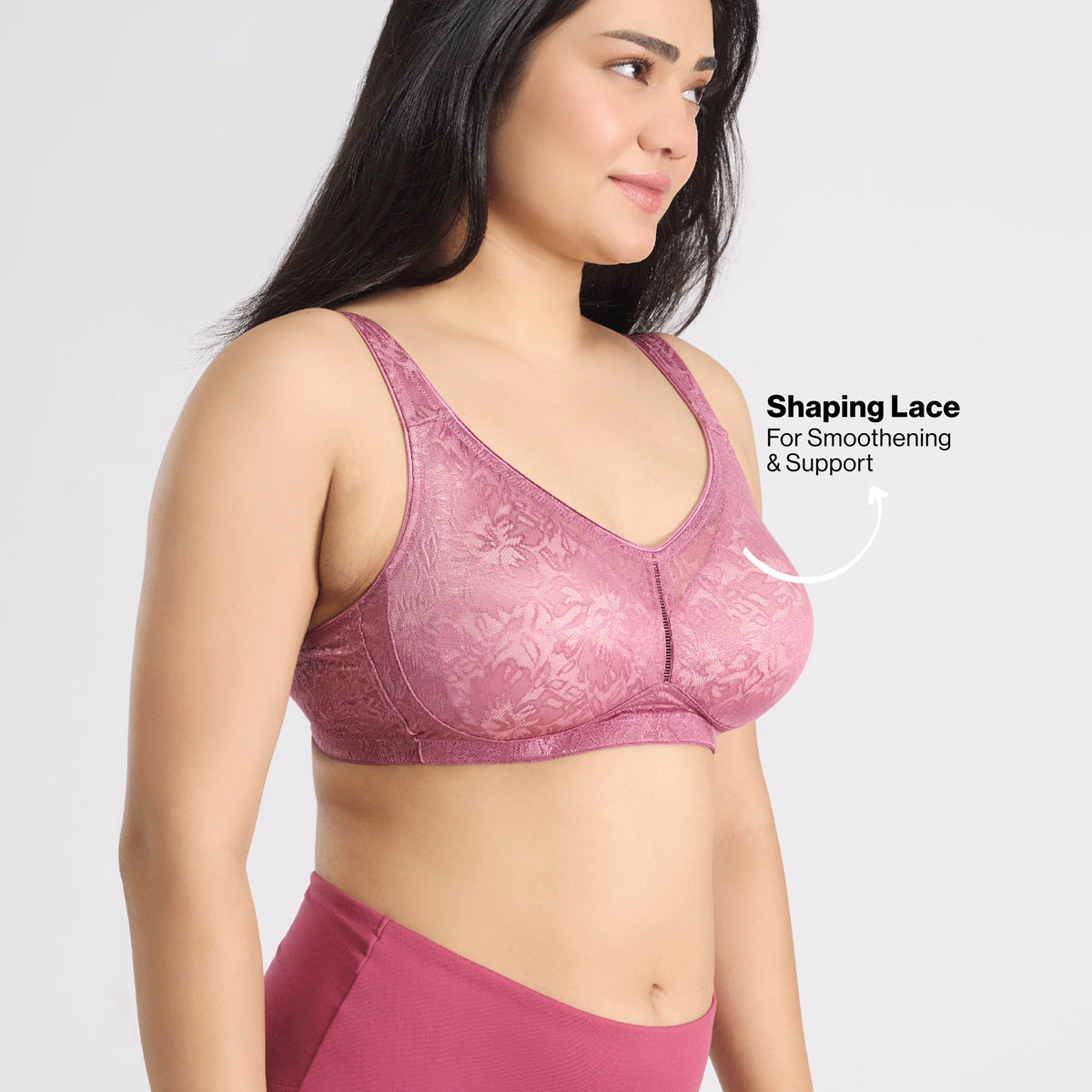 Nykd by Nykaa Shape & Sculpt Lace Super Support Non Padded Non Wired Bra-Nectar NYB341