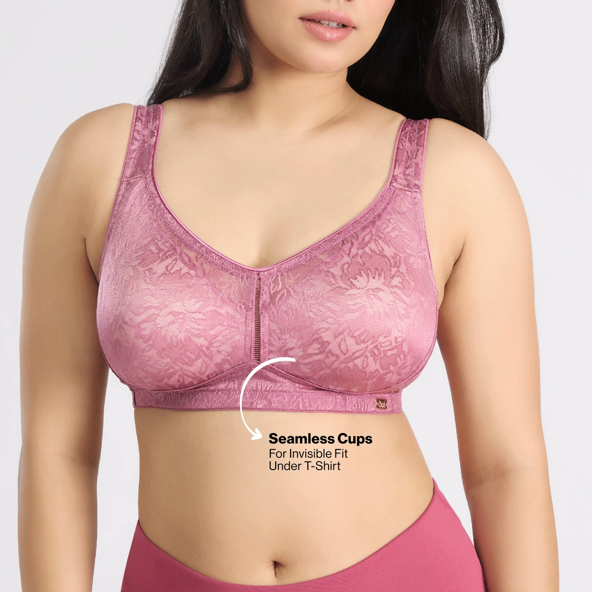 Nykd by Nykaa Shape & Sculpt Lace Super Support Non Padded Non Wired Bra-Nectar NYB341