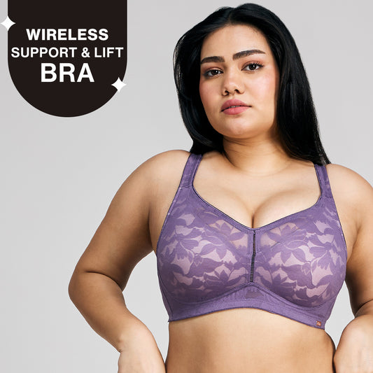 Nykd by Nykaa Shape & Sculpt TRUE Support Non Padded Non Wired Lace Bra NYB341 Purple