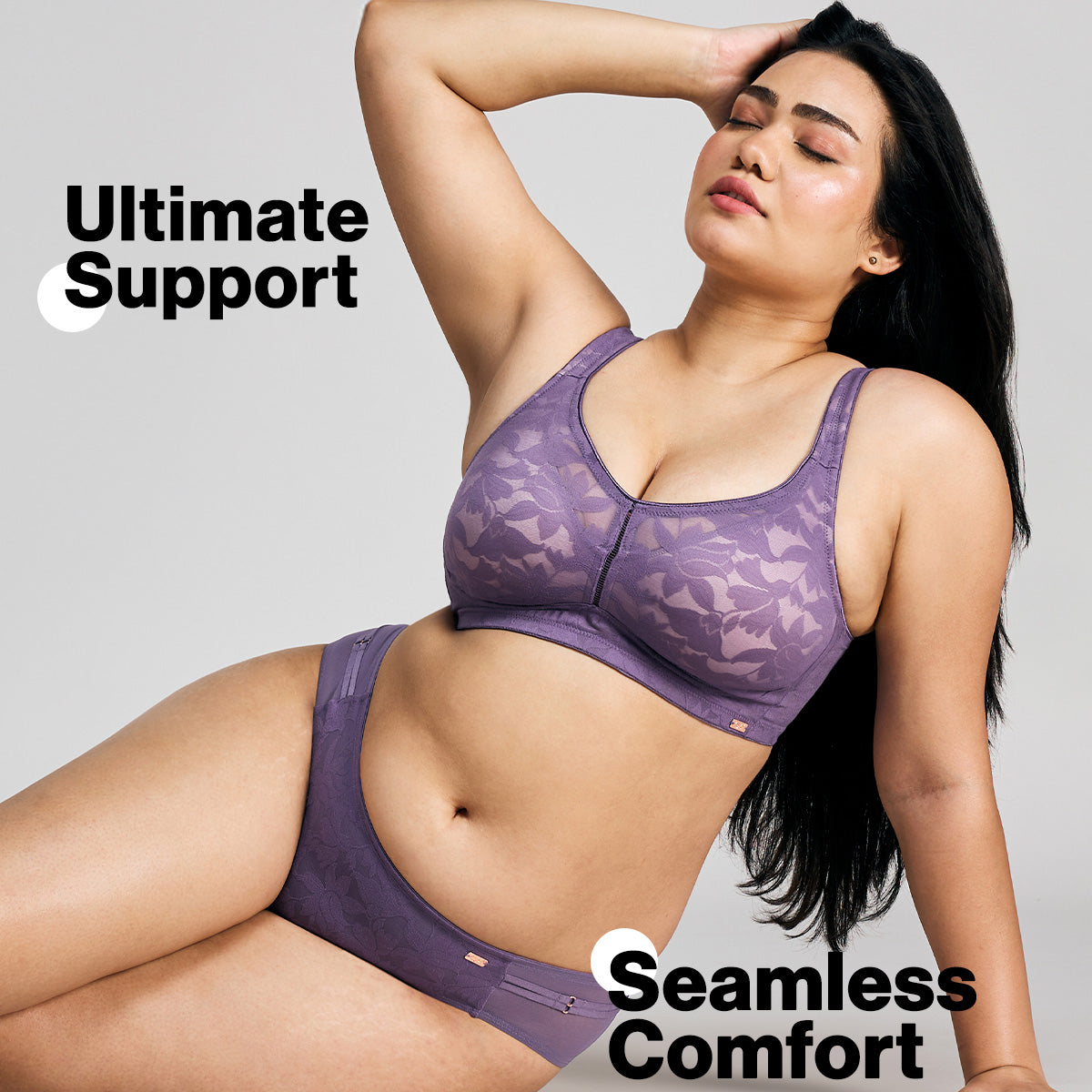 Nykd by Nykaa Shape & Sculpt TRUE Support Non Padded Non Wired Lace Bra NYB341 Purple