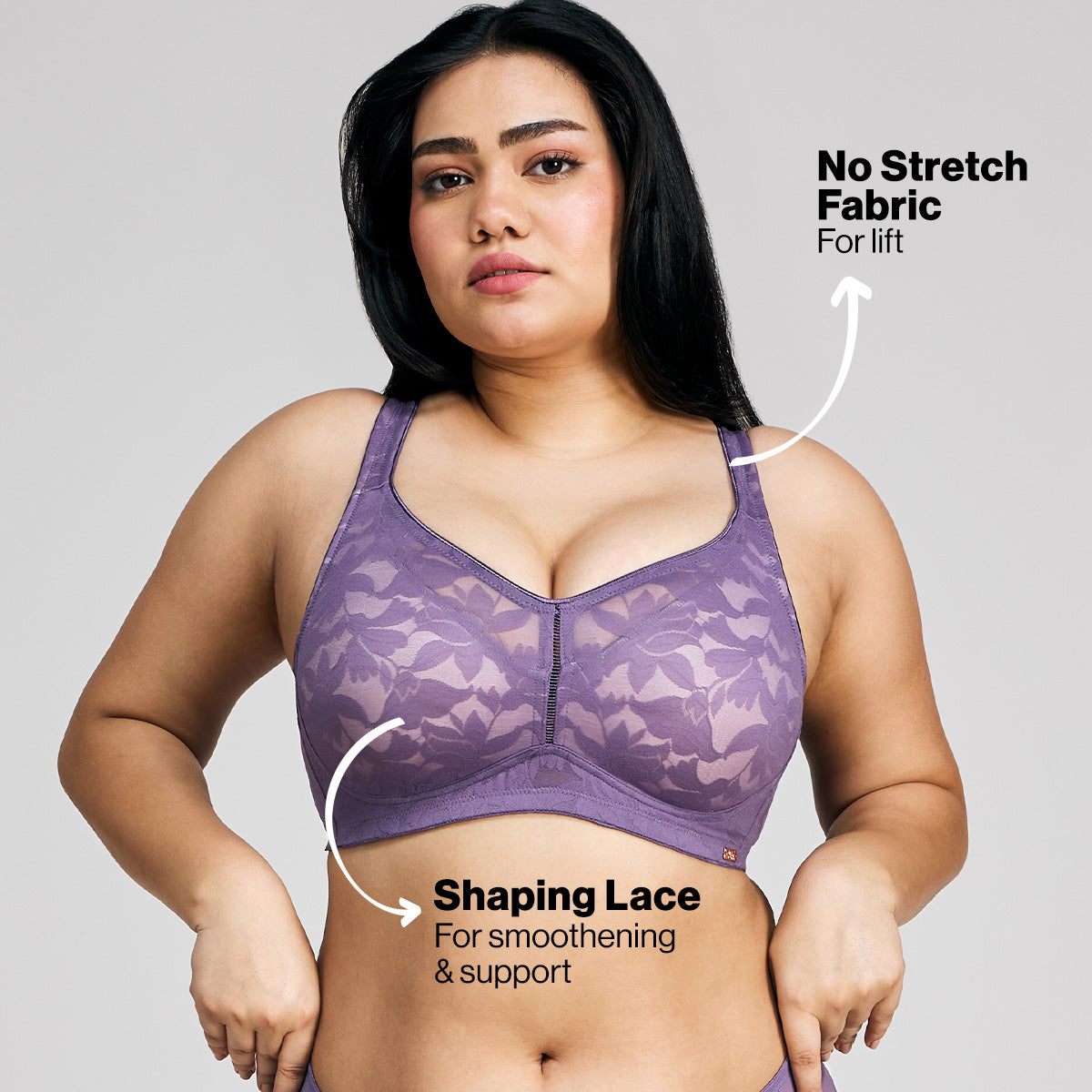 Nykd by Nykaa Shape & Sculpt TRUE Support Non Padded Non Wired Lace Bra NYB341 Purple