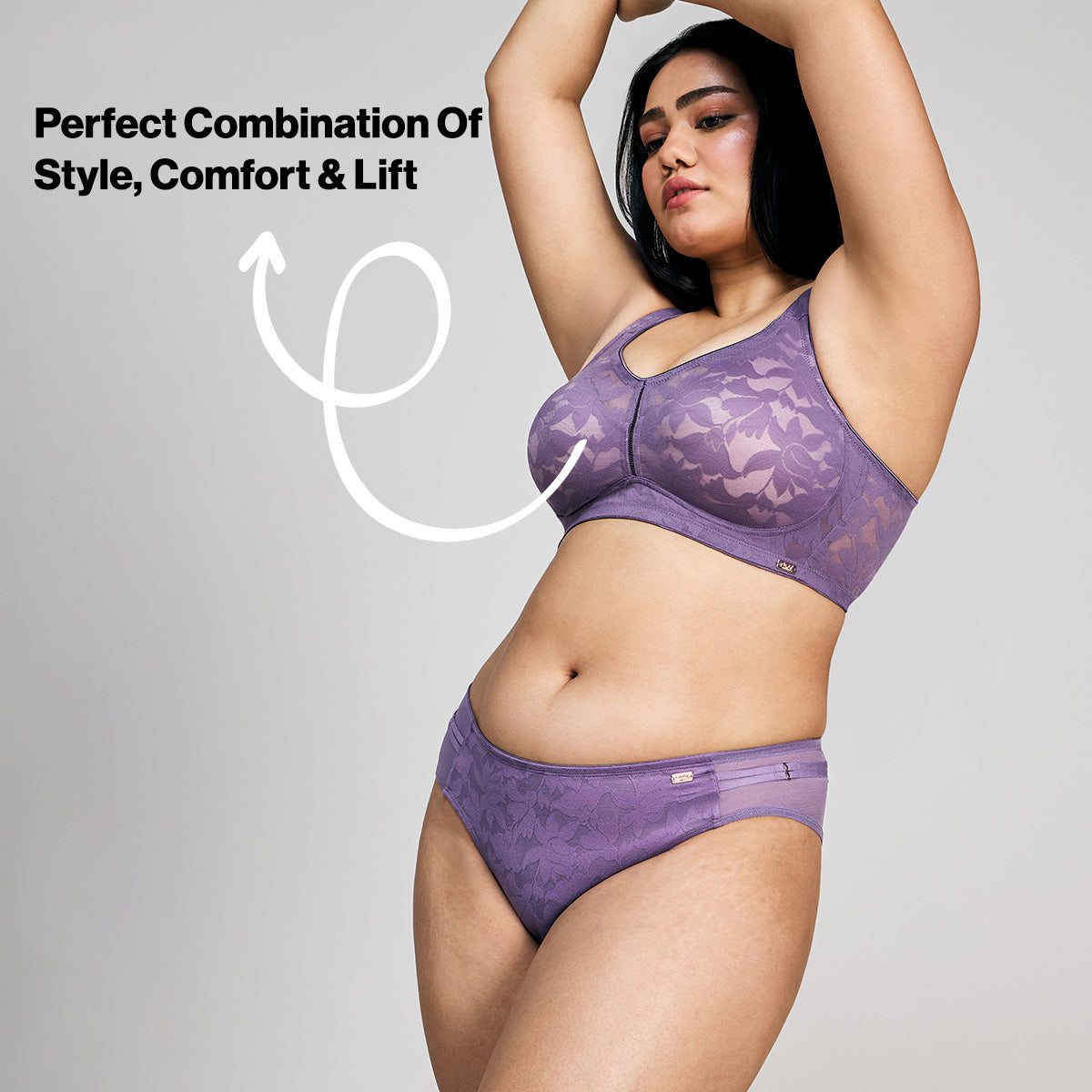 Nykd by Nykaa Shape & Sculpt TRUE Support Non Padded Non Wired Lace Bra NYB341 Purple