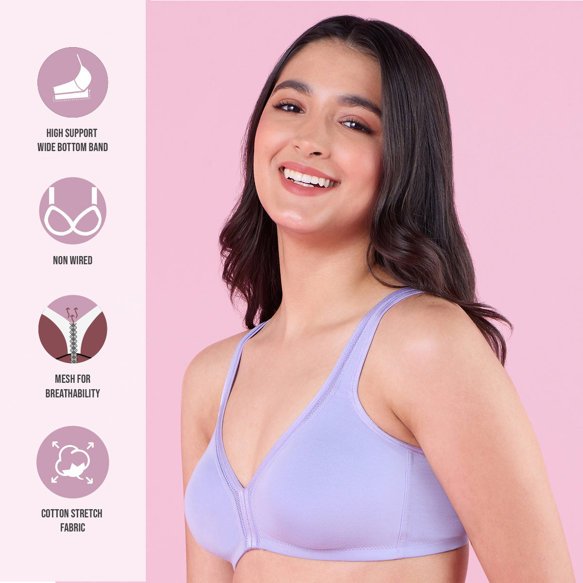 Nykd By Nykaa Everyday Cotton Plunge Neckline Bra NYB351 Light Blue