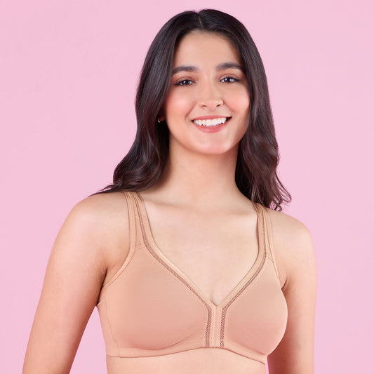 Everyday Cotton Plunge Neckline Bra NYB351 Tan