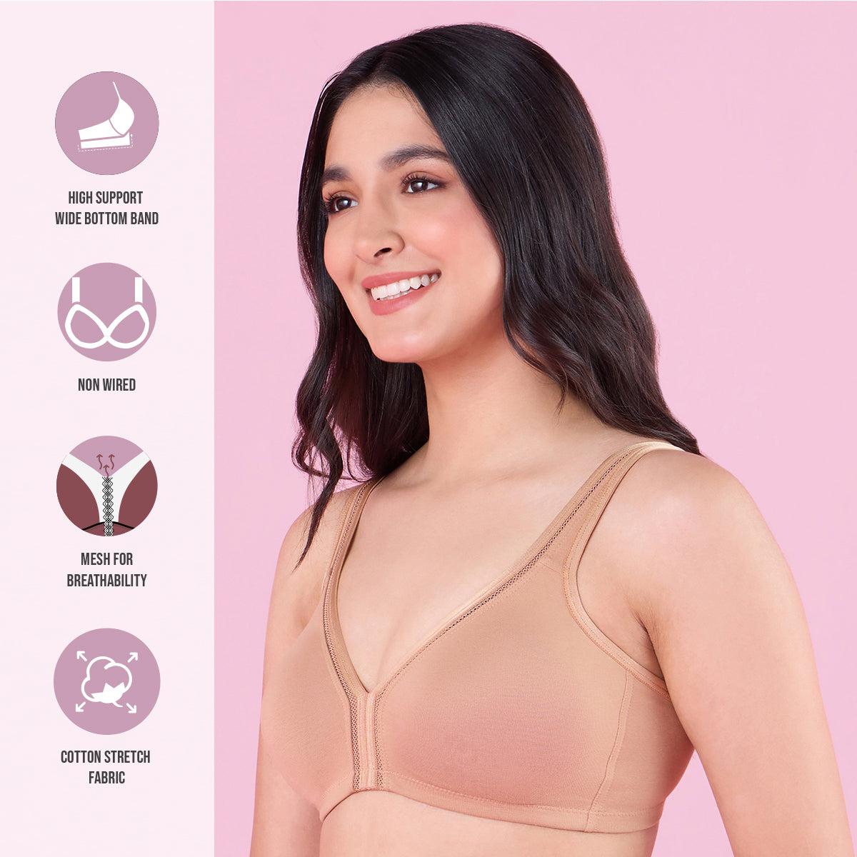 Nykd By Nykaa Everyday Cotton Plunge Neckline Bra NYB351 Tan