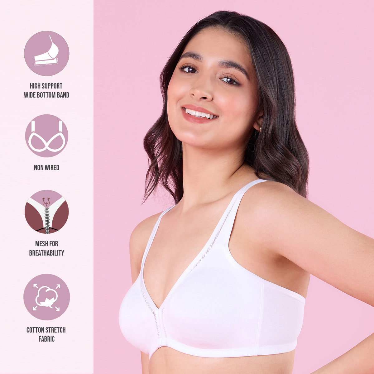 Nykd By Nykaa Everyday Cotton Plunge Neckline Bra NYB351 White