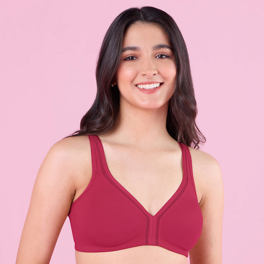 Everyday Cotton Plunge Neckline Bra-NYB351-Berry