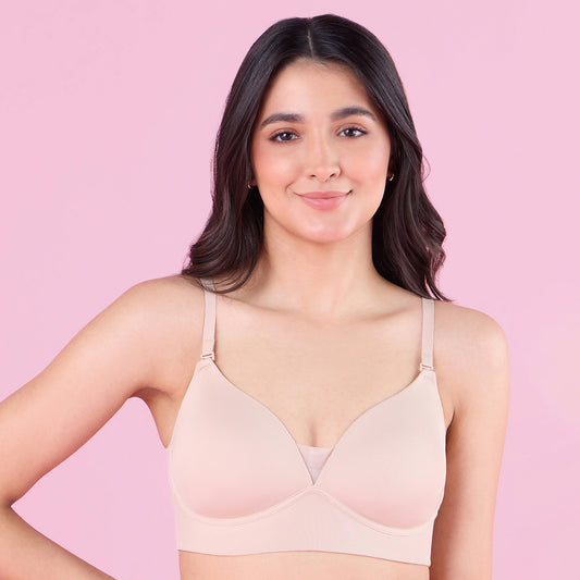 Barely There Padded Non Wired T-Shirt Bra With Gentle Lift And Support-NYB362-Skin