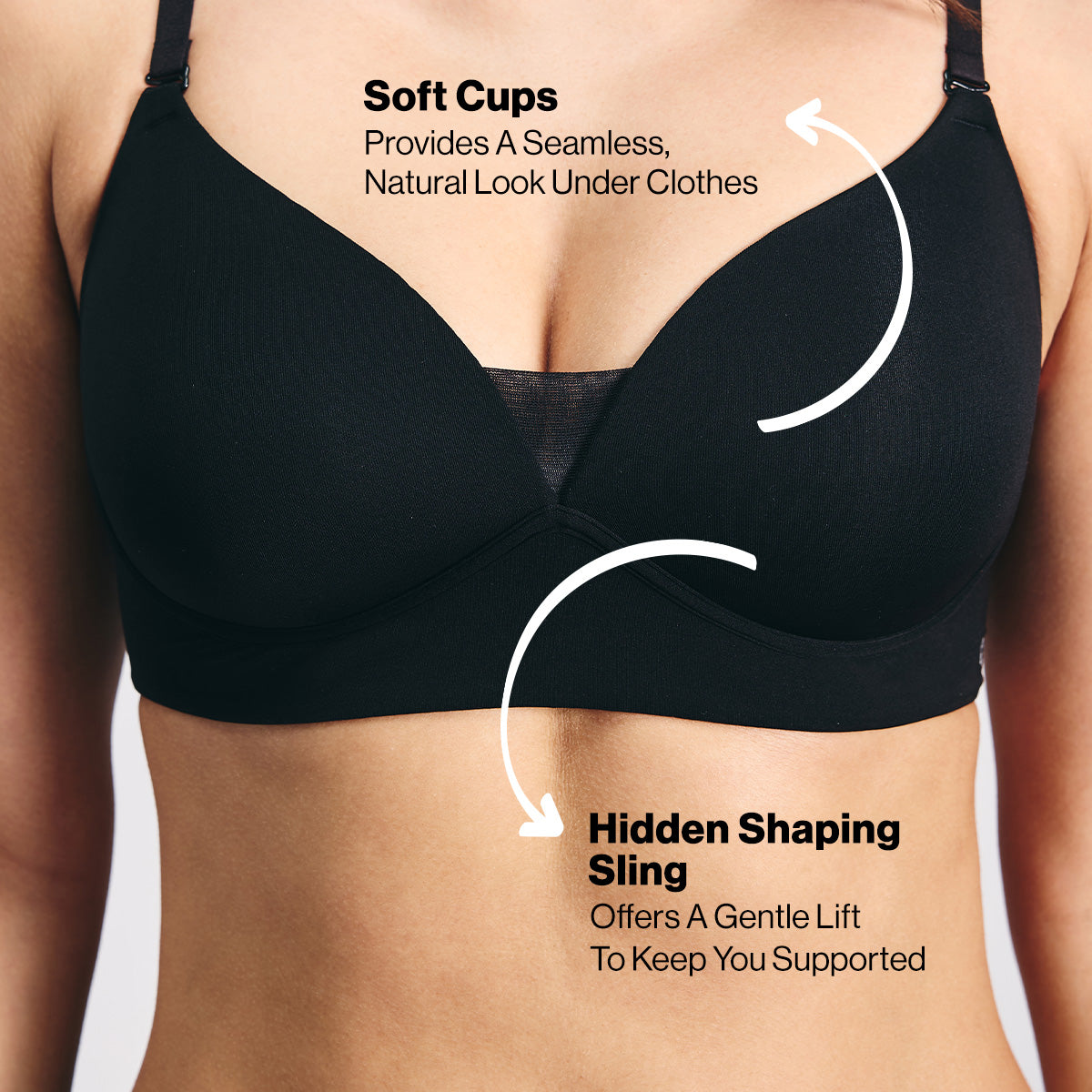 Nykd by Nykaa Adapt360° Lift & Support Padded Non Wired Barely There T-Shirt Bra NYB362 Black