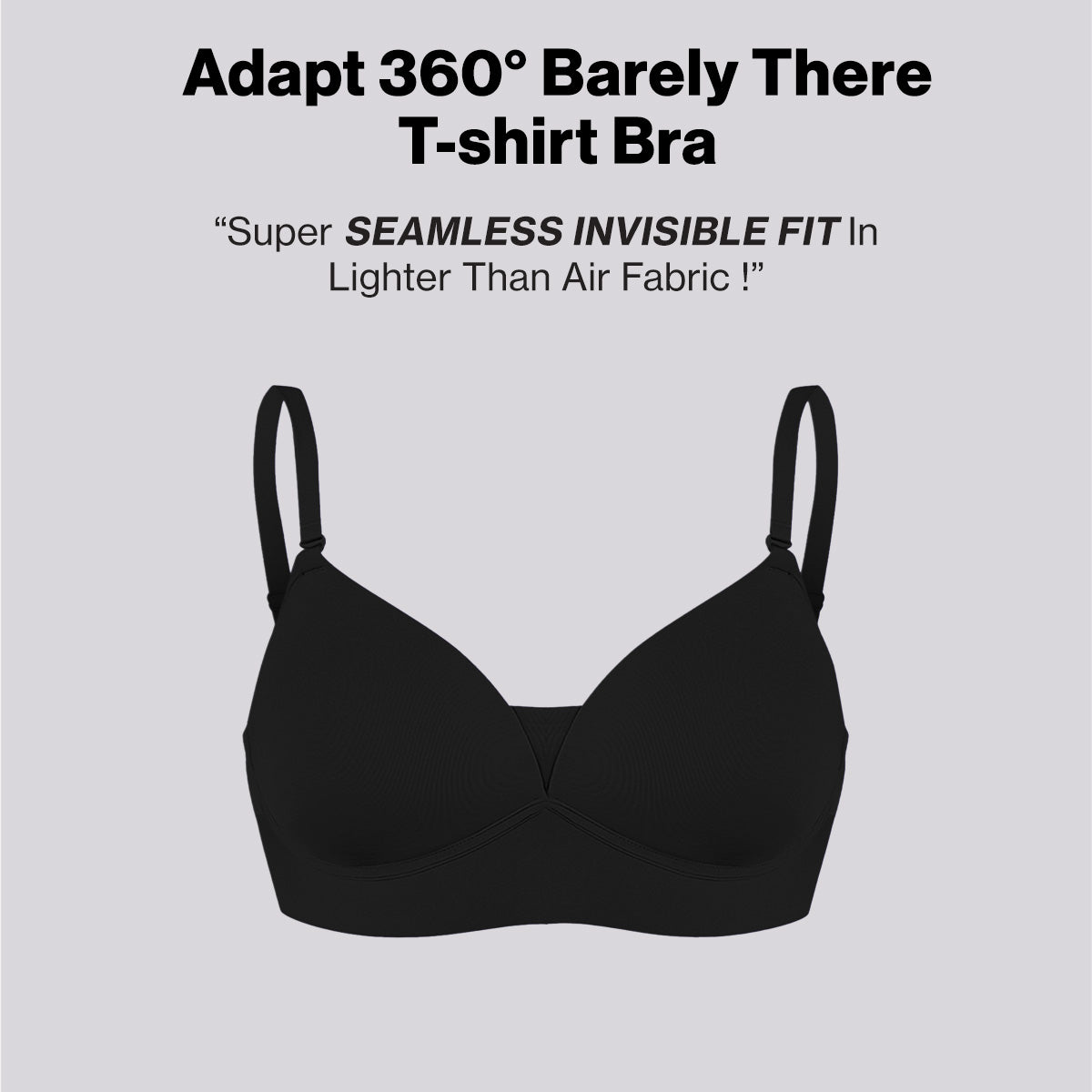 Nykd by Nykaa Adapt360° Lift & Support Padded Non Wired Barely There T-Shirt Bra NYB362 Black