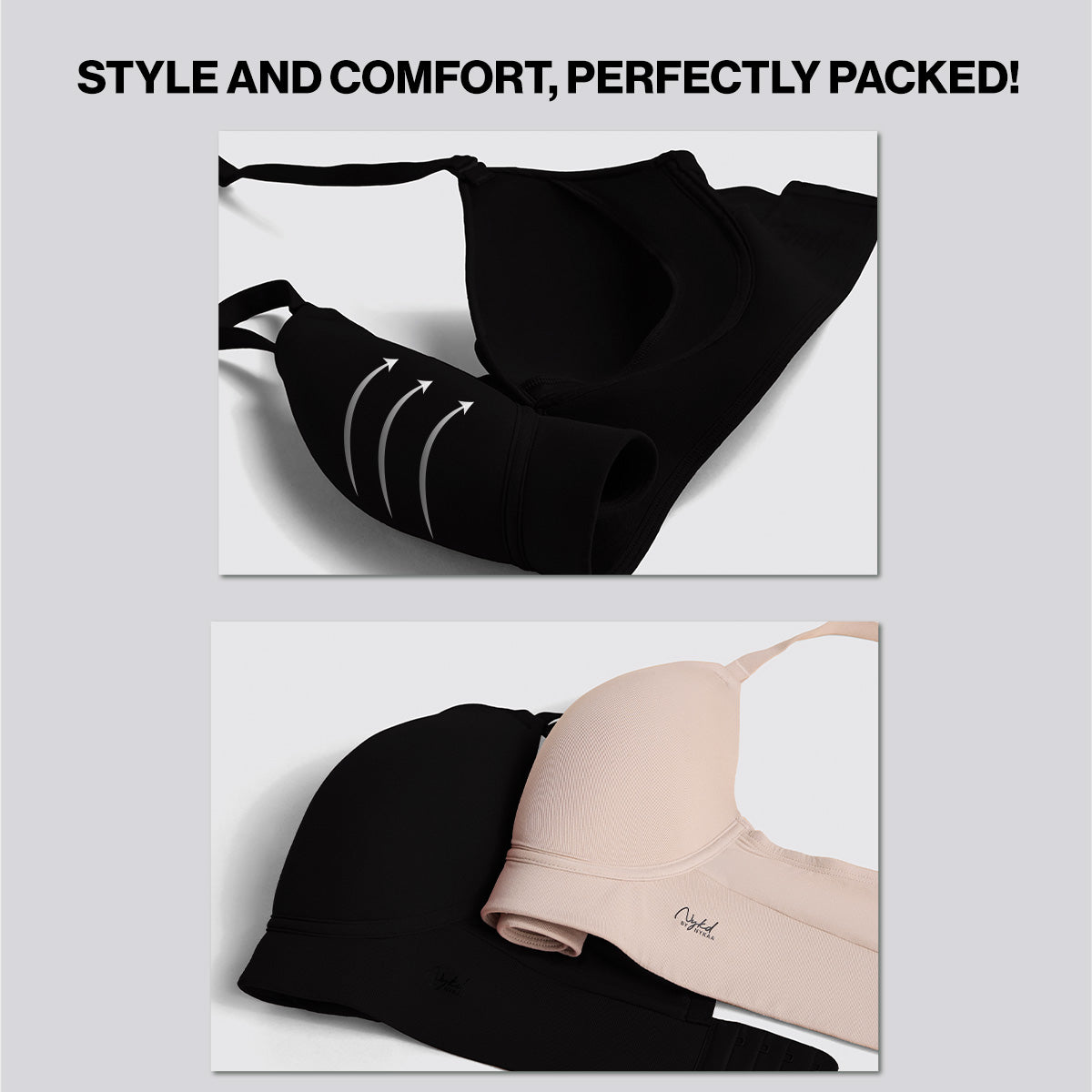 Nykd by Nykaa Adapt360° Lift & Support Padded Non Wired Barely There T-Shirt Bra NYB362 Black