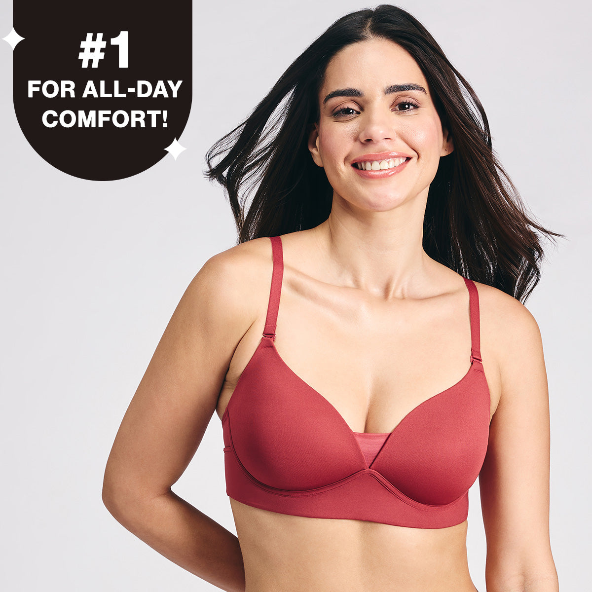 Nykd by Nykaa Adapt360° Lift & Support Padded Non Wired Barely There T-Shirt Bra NYB362 Brick Red