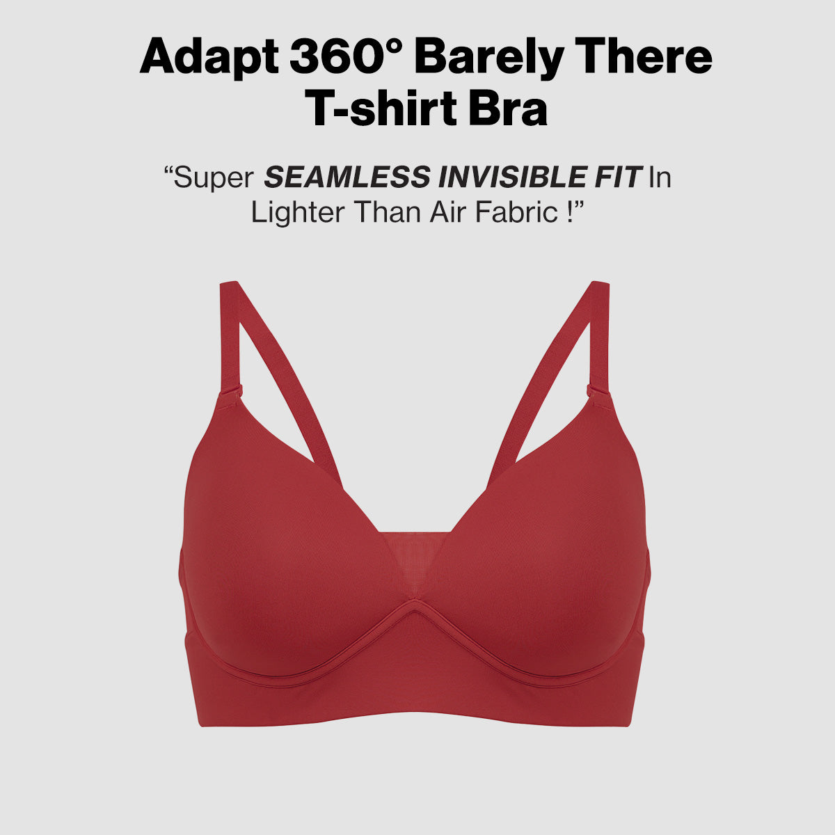 Nykd by Nykaa Adapt360° Lift & Support Padded Non Wired Barely There T-Shirt Bra NYB362 Brick Red