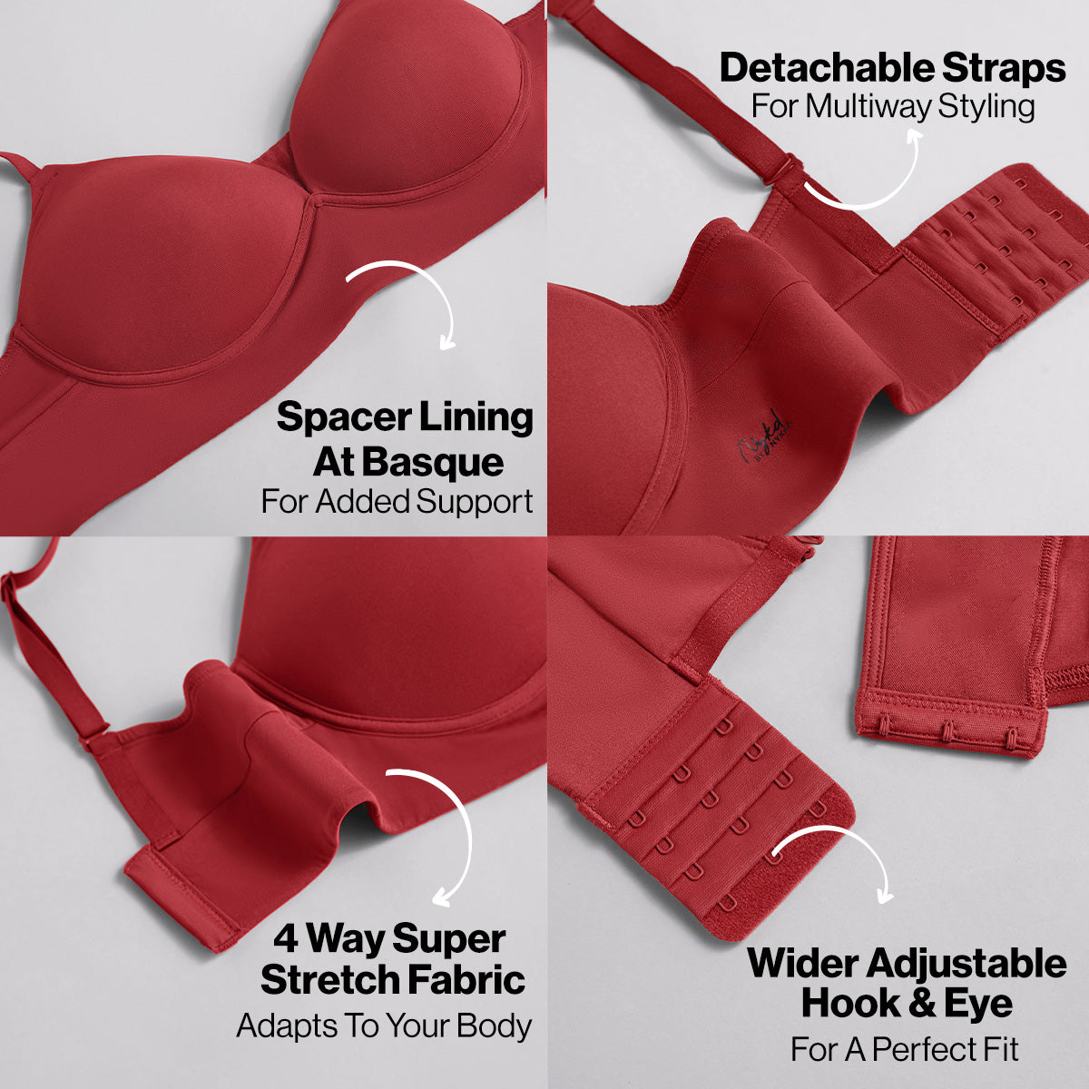 Nykd by Nykaa Adapt360° Lift & Support Padded Non Wired Barely There T-Shirt Bra NYB362 Brick Red