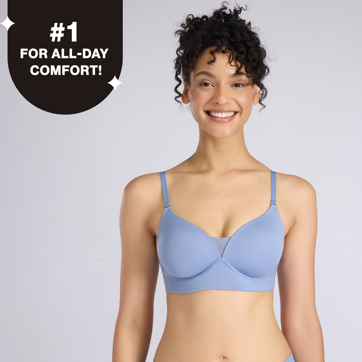 Adapt360° Gentle Lift & Support Padded Non Wired Barely There T-Shirt Bra NYB362 C Blue