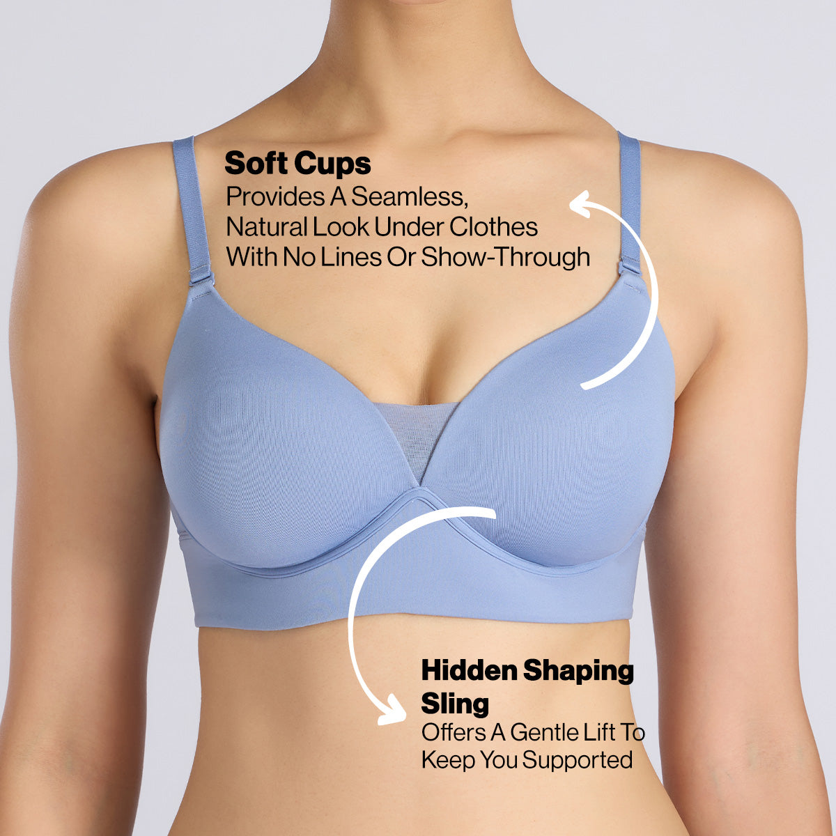 Adapt360° Gentle Lift & Support Padded Non Wired Barely There T-Shirt Bra NYB362 C Blue