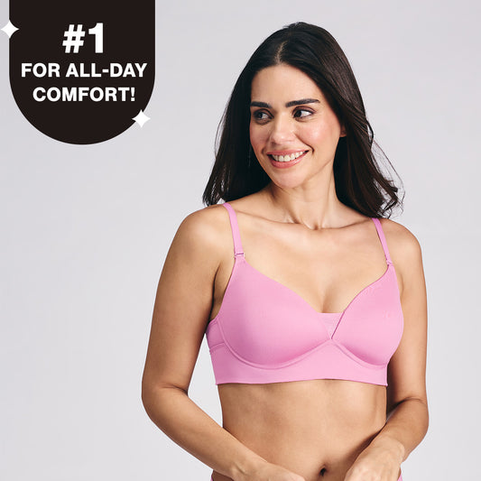 Nykd by Nykaa Adapt360° Lift & Support Padded Non Wired Barely There T-Shirt Bra NYB362 Dark Pink