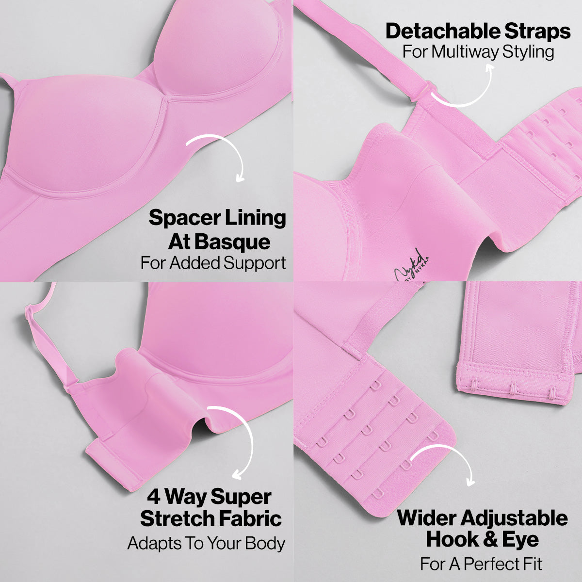 Nykd by Nykaa Adapt360° Lift & Support Padded Non Wired Barely There T-Shirt Bra NYB362 Dark Pink