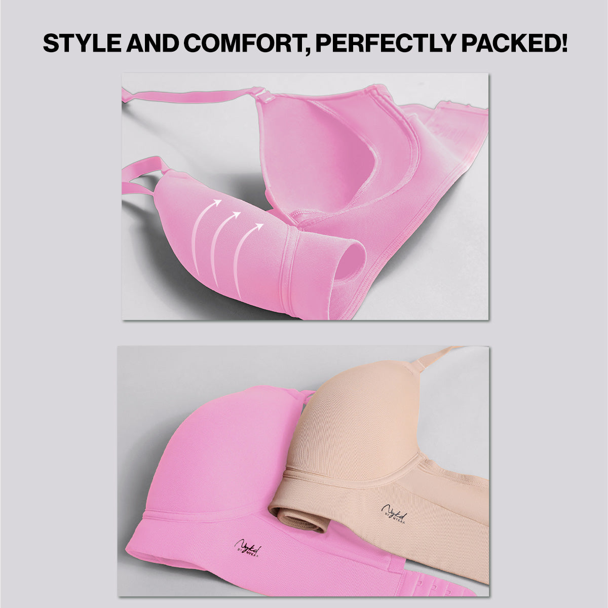 Nykd by Nykaa Adapt360° Lift & Support Padded Non Wired Barely There T-Shirt Bra NYB362 Dark Pink