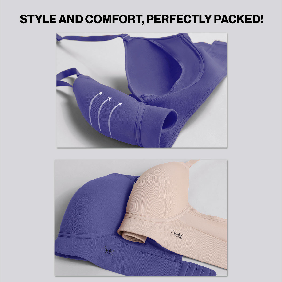 Nykd by Nykaa Adapt360° Lift & Support Padded Non Wired Barely There T-Shirt Bra NYB362 Dark Purple