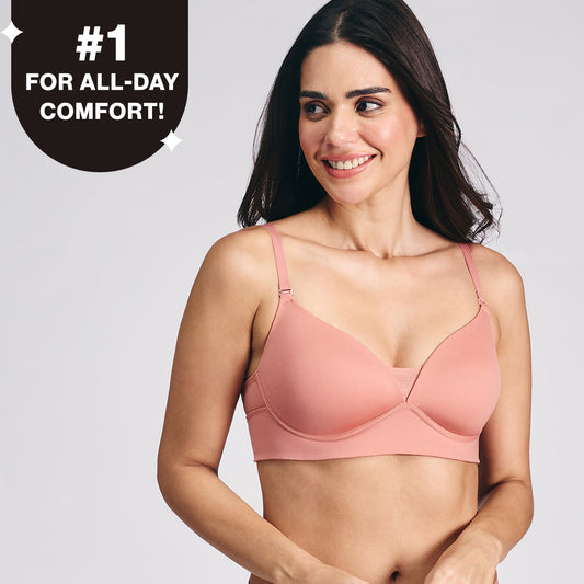 Nykd By Nykaa Adapt360° Lift & Support Padded Non Wired Barely There T-Shirt Bra NYB362 D Rose