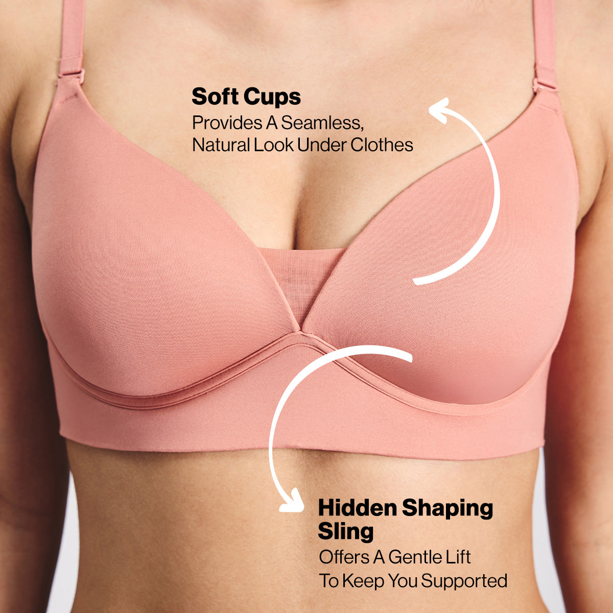 Nykd By Nykaa Adapt360° Lift & Support Padded Non Wired Barely There T-Shirt Bra NYB362 D Rose