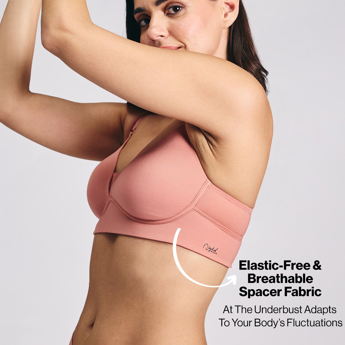 Nykd By Nykaa Adapt360° Lift & Support Padded Non Wired Barely There T-Shirt Bra NYB362 D Rose