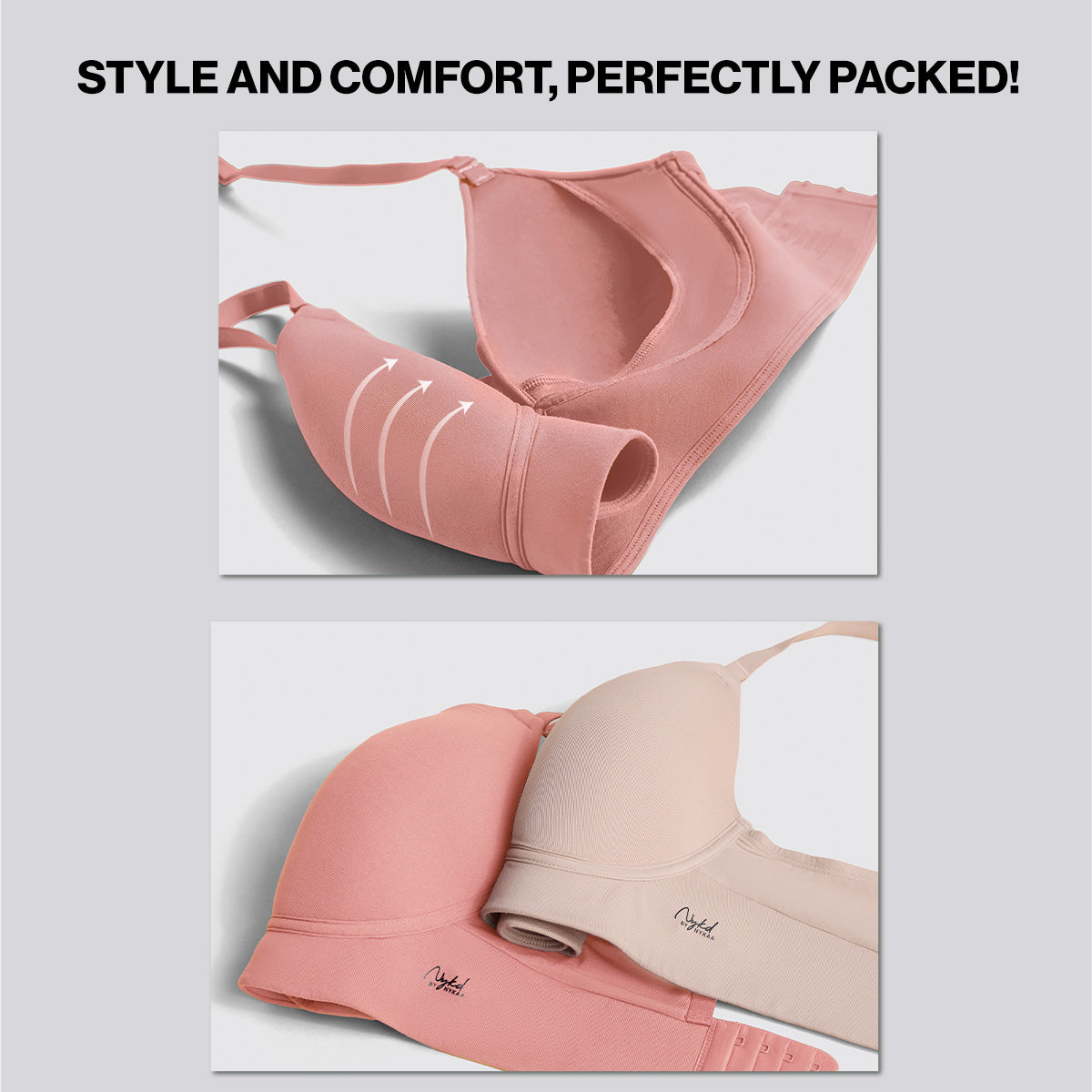 Nykd By Nykaa Adapt360° Lift & Support Padded Non Wired Barely There T-Shirt Bra NYB362 D Rose