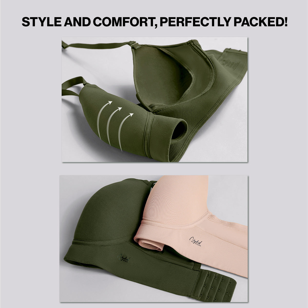 Nykd by Nykaa Adapt360° Lift & Support Padded Non Wired Barely There T-Shirt Bra NYB362 Olive